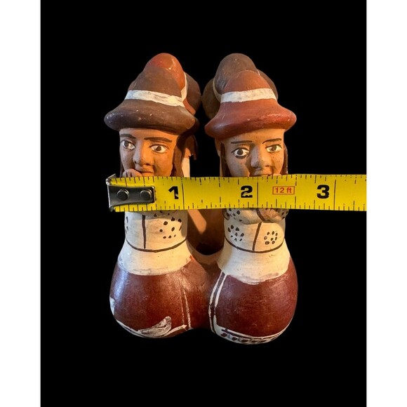 Peruvian Folk Art Whistle/Flute Women Circle Terracotta Clay Pottery Peru - Picture 9 of 10